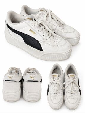 Puma Platform Sneakers White & Black Size 10 ~1” Lift Casual Street Style